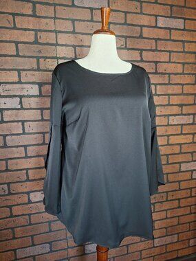 Black Split-Sleeve Top
